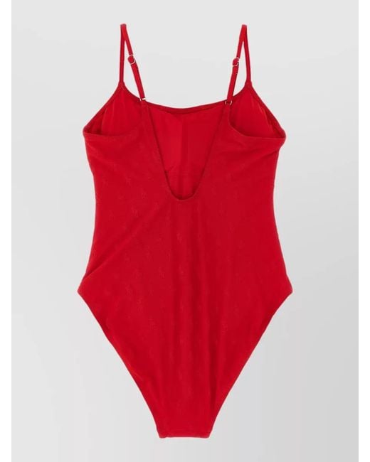Polo Ralph Lauren Red Kennedy Scoop Neckline One Piece Swimsuit