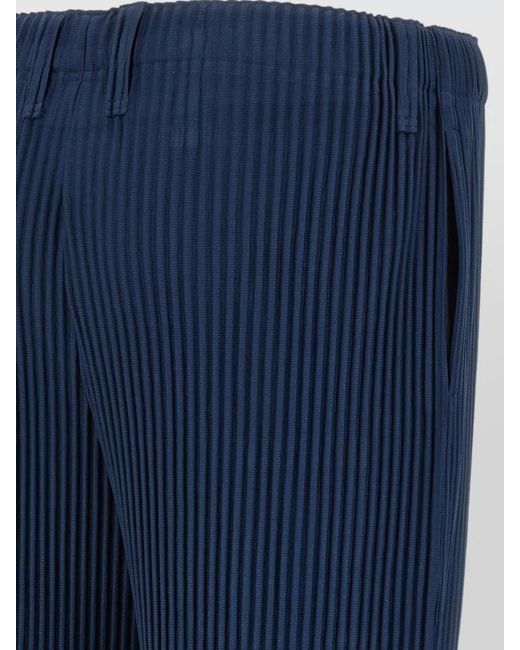 Homme Plissé Issey Miyake Blue Tailored Pleated Trousers Featuring Side Pockets for men