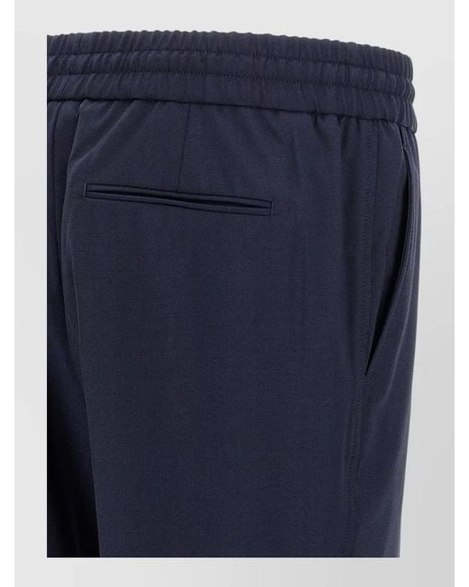 Brioni Blue Wool Straight Leg Trousers for men