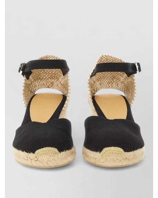 Castaner Blue Espadrille Peep Toe Woven Ankle Strap