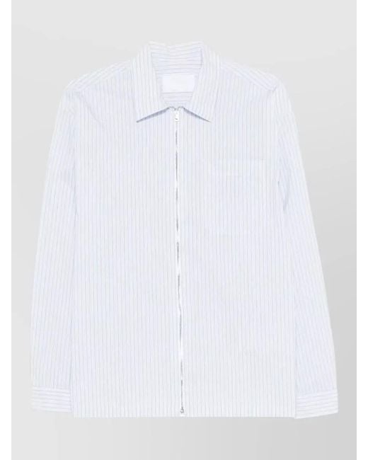 Prada White Striped Zip-Up Shirt for men