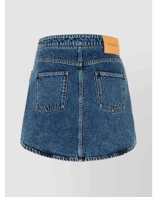 J.W. Anderson Blue Denim Patch Pocket Curved Mini Skirt