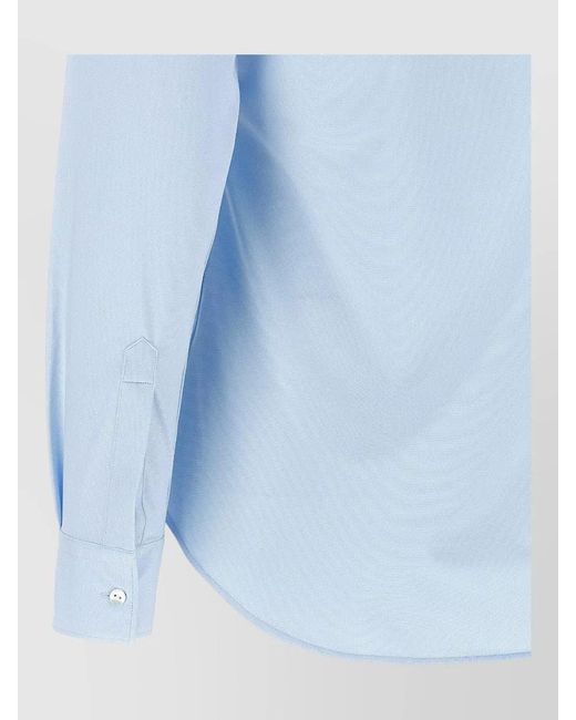Xacus Blue Pina Shirt Active Line Curved Hem Long Sleeves