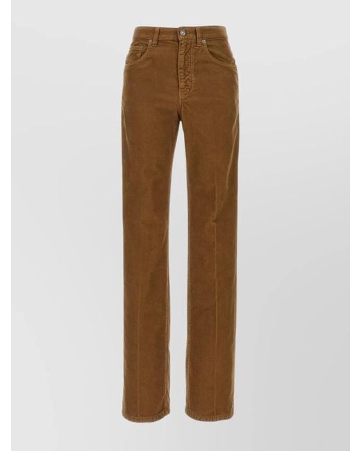 Saint Laurent Brown Organic Cotton High-Rise Wide-Leg Corduroy Trousers