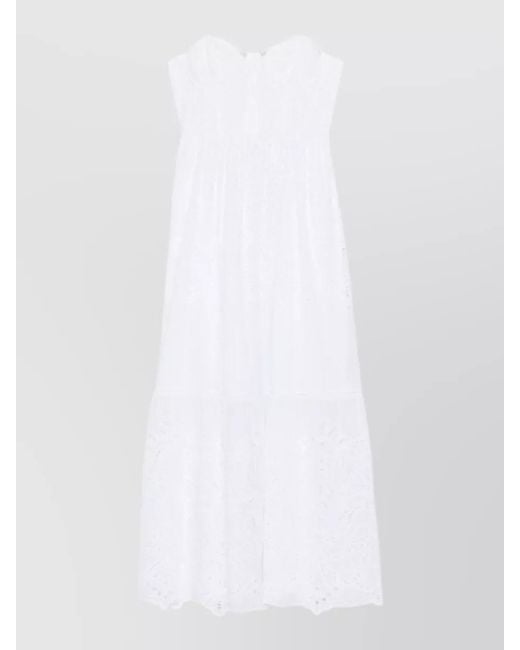 ERMANNO FIRENZE White Long Dress Sweetheart Neckline Tiered Skirt