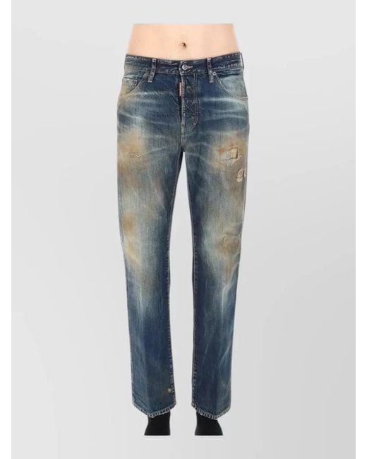 DSquared² Blue Five Pocket Mid Rise Denim Pants for men