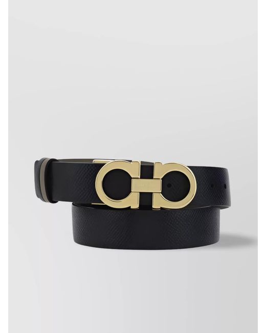 Ferragamo White Reversible Calfskin Double-Face Belt