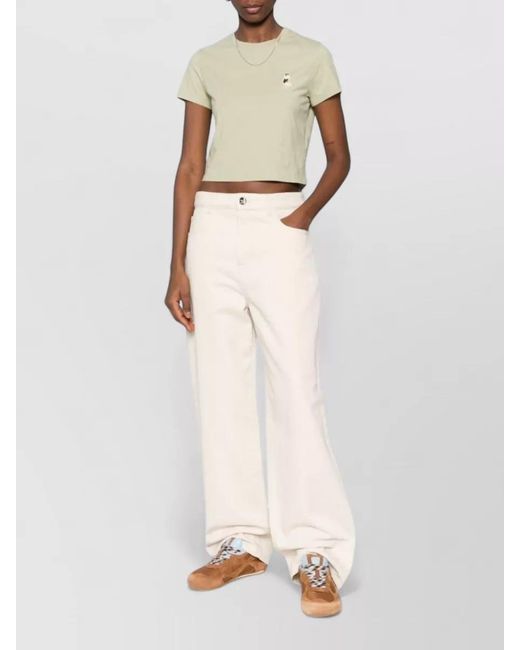 Maison Kitsuné Natural Organic Cotton Embroidered T-Shirt