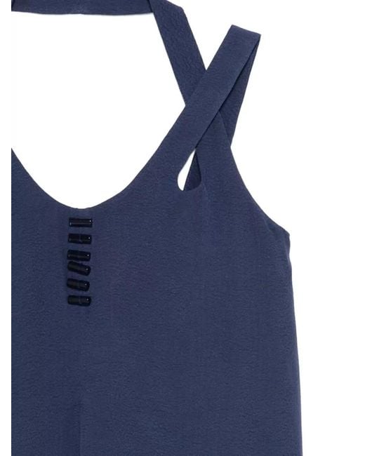Emporio Armani Blue V-Neck Sleeveless Top