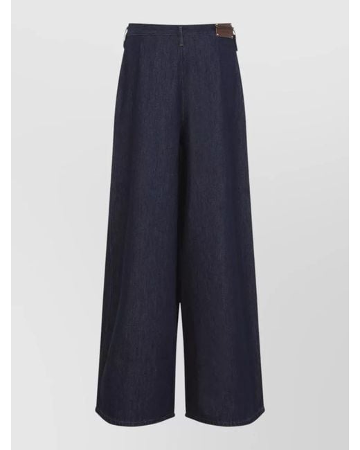 Dries Van Noten Blue Pamplona Wide Leg High Rise Denim Pants