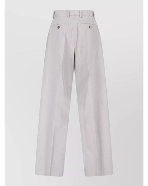 Jil Sander White Straight Trousers Belt Loops Button Detail for men