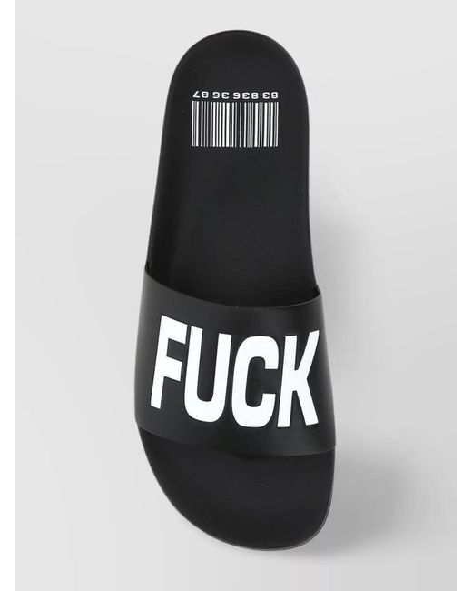 VTMNTS Black Rubber Logo-Print Slippers for men
