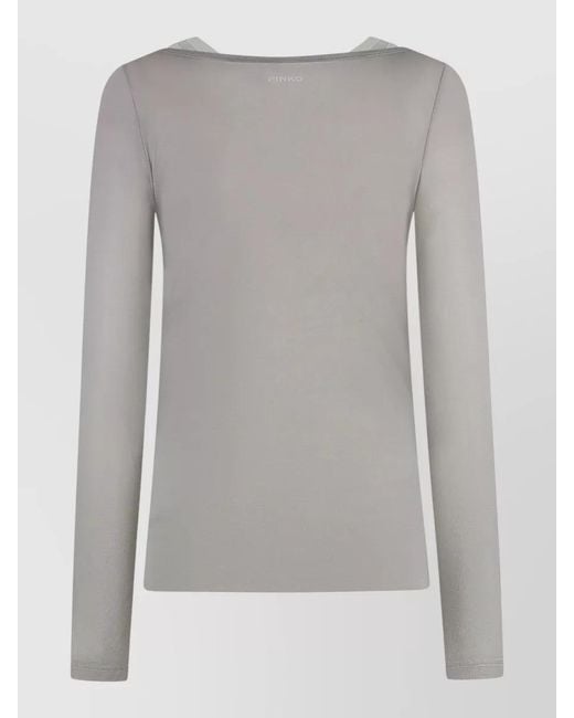 Pinko Gray Merci Jersey Long Sleeve Layering Top