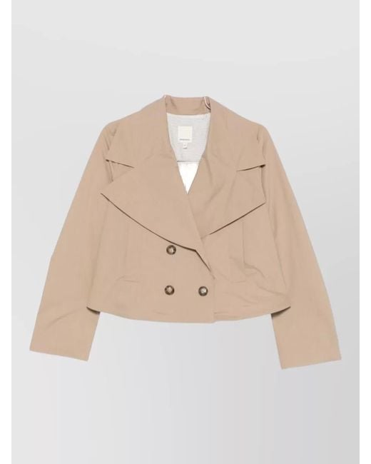 Emporio Armani Natural Cropped Cotton Jacket Double Breasted Design