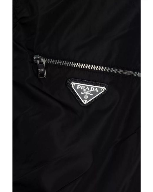 Prada Black Knitwear With Front Pockets And High Collar for men