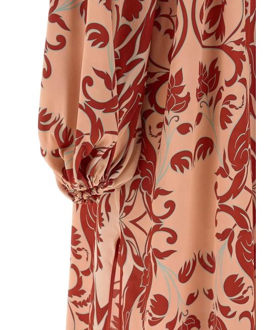 F.R.S For Restless Sleepers Red Europa Dress Long Sleeves Floral Pattern