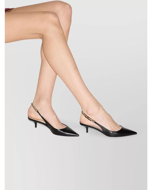 Gucci Gray Hand-Stitched Chain Detail Kitten Heel Pumps