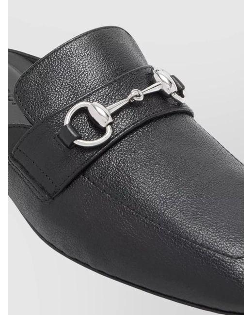 Gucci Black Ragazzo Square Toe Mules Metallic Hardware