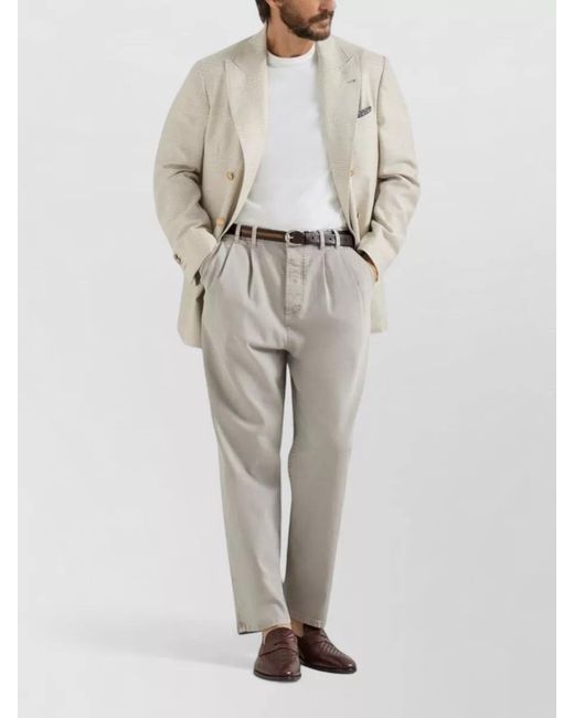 Brunello Cucinelli Gray Tailored Cotton Trousers Belt Loops Pockets for men