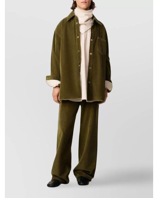 AMI Green Corduroy Overshirt for men