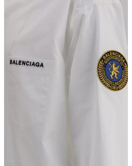 Balenciaga White Cotton Logo Shirt for men