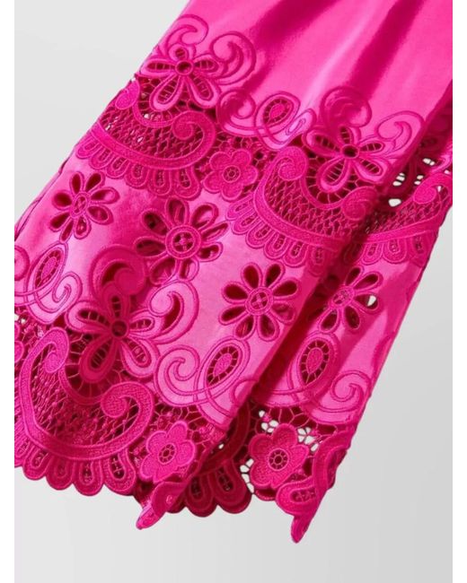 Valentino Garavani Pink Silk Wide-Leg Trousers