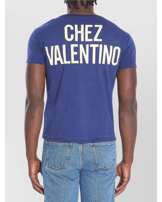 Valentino Garavani Blue Printed Cotton Regular-Fit T-Shirt for men