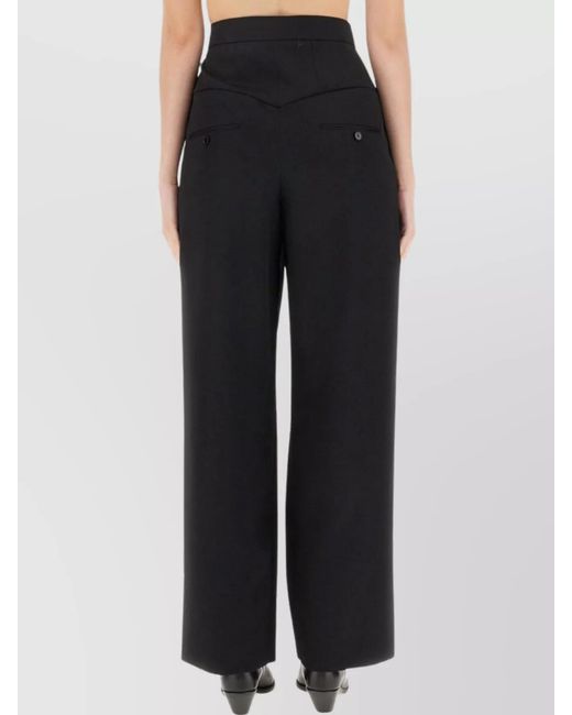 Isabel Marant Black Wool Regular-Fit Wide-Leg Trousers