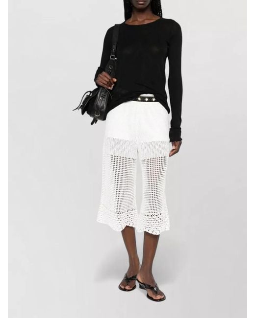 IRO White Beachwear Skirt Elastic Waist Crochet Panels