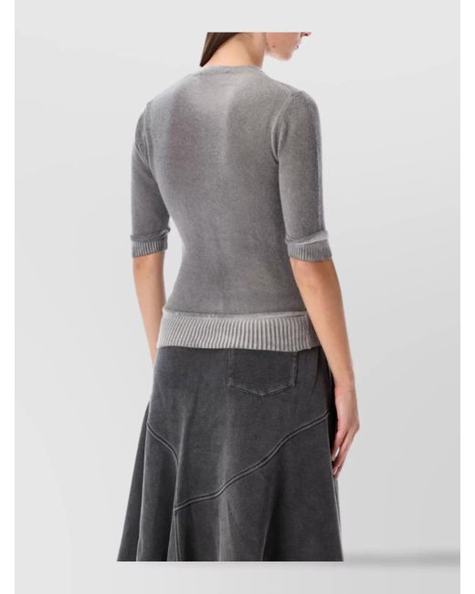 Our Legacy Gray Merino Wool Cropped Ribbed Short-Sleeve Knit T-Shirt