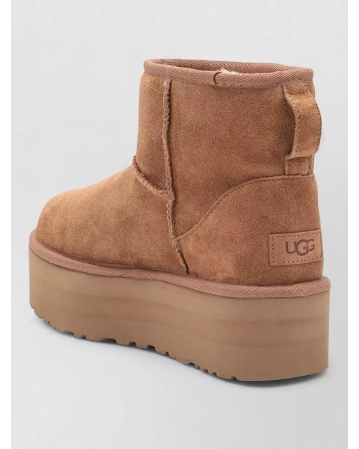 Ugg Brown Mini Round Toe Ankle Boot Platform Sole