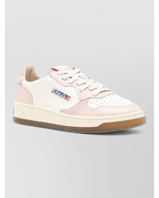 Autry Natural Leather Low Top Lace-Up Sneakers