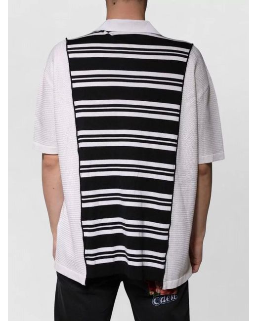 Dolce & Gabbana Black Striped Silk Polo Shirt for men