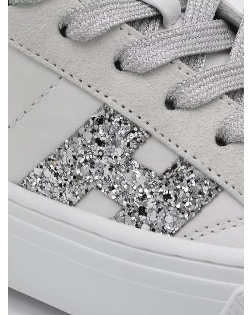 Hogan Multicolor Leather Glitter-Embellished Low-Top Sneakers