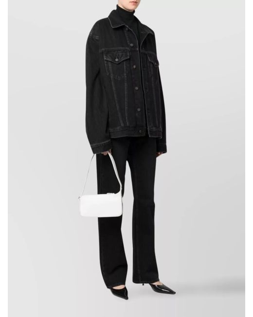 Courreges White One Racer Leather Shoulder Bag