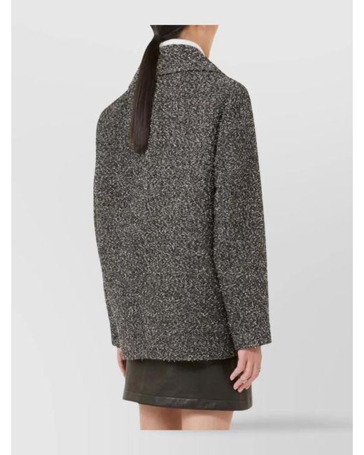 Sportmax Gray Wool-Blend Double-Breasted Jacket