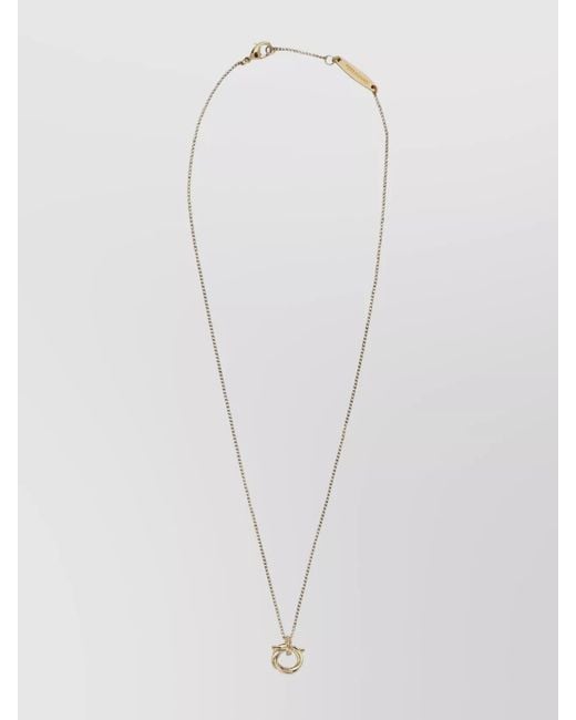 Ferragamo White Chain Knot Pendant Necklace