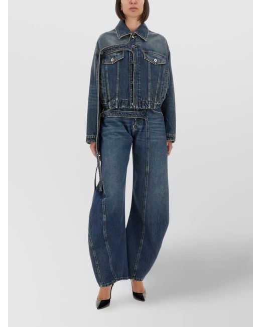 Jean Paul Gaultier Blue Denim Oversized Cropped Jacket