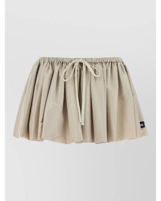 Miu Miu Natural Jacquard Pleated Mini Skirt Casual Style