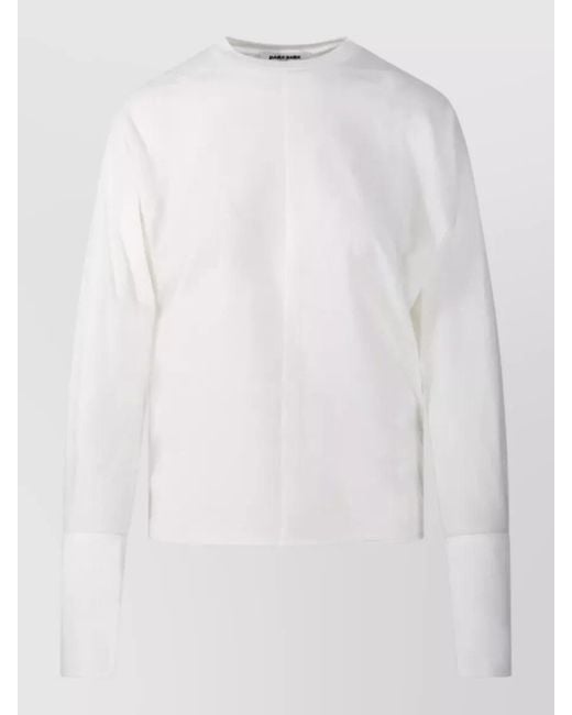DARKPARK White Paris Long Sleeve Crewneck Cuffed Top