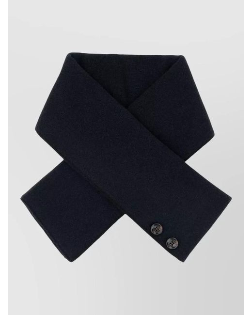 Moorer Blue Cashmere Scarf Wool Blend Button Detail for men