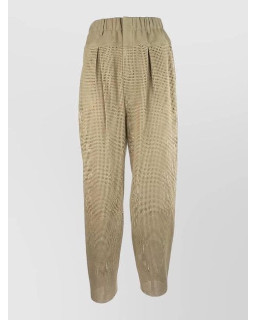 Fabiana Filippi Natural Pleated Front Trousers Perforated Design