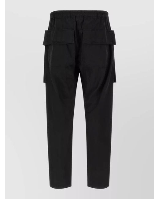 Rick Owens Black Cotton Creatch Cargo Drawstring Trousers for men
