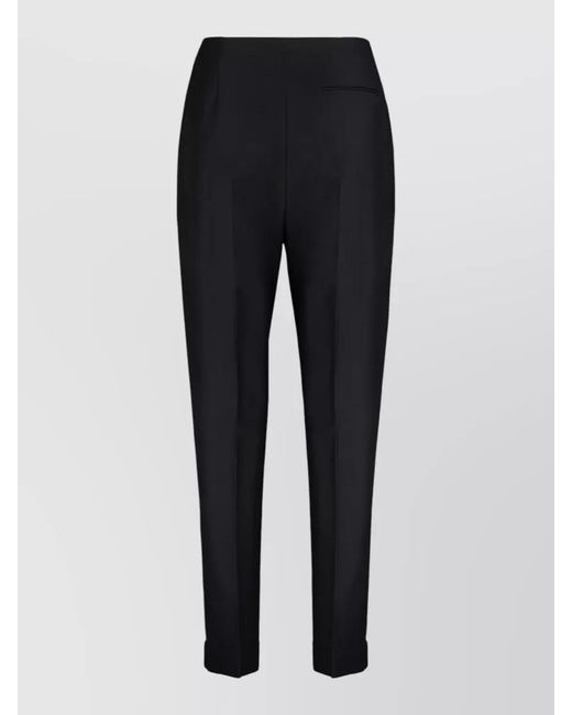Alberta Ferretti Blue Wool Silk Tapered Trousers