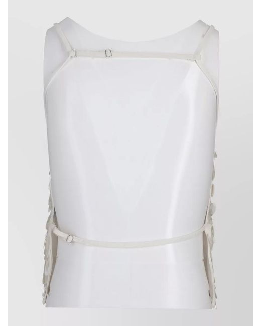 P.A.R.O.S.H. White Sleeveless Sequin Top Adjustable Straps
