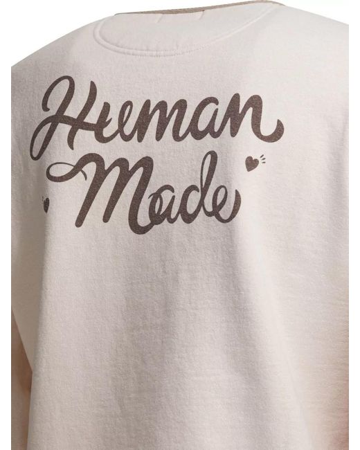 Human Made Natural Henley Neck Sweatshirt Ribbed Cuffs Design for men