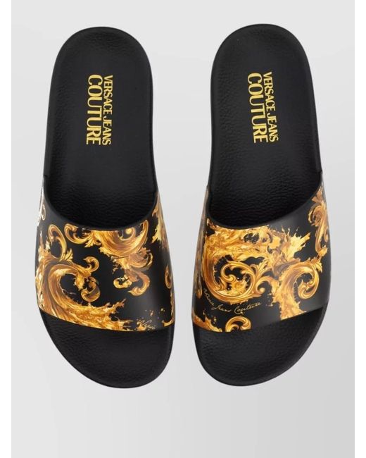 Versace Jeans Couture Black Printed Slides
