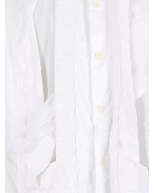 Comme des Garçons White Collared Long Sleeve Textured Top Front Pockets