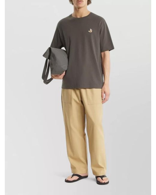 Maison Kitsuné Gray Organic Cotton Crew Neck T-Shirt for men