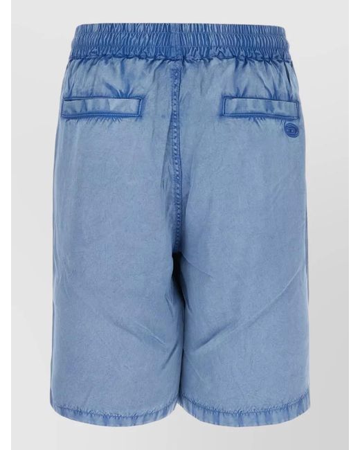 DIESEL Blue Viscose Bermuda Shorts Featuring Back Pockets for men